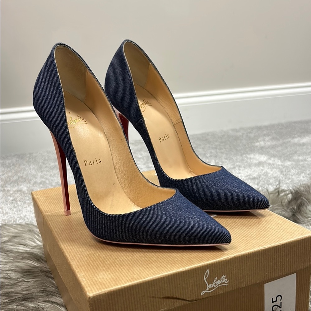 Christian Louboutin Red and Blue Stiletto Heels
